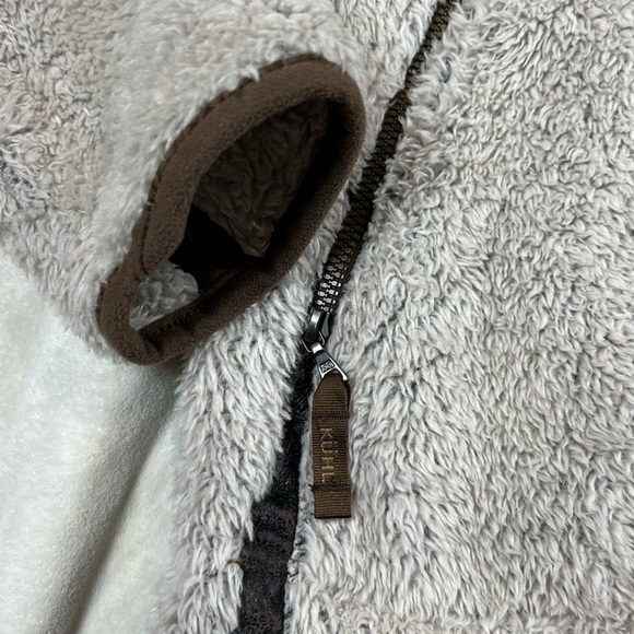 Women’s KUHL Medium Flight Jacket Sherpa Leather Lined Hooded Tactical Coat EUC - Picture 5 of 13